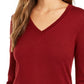 Charter Club Women's Merino Wool Button-Cuff V-Neck Sweater Wine Size Small