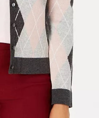 Charter Club Women's Argyle Knit Cardigan Dark Gray Size Small