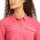 Charter Club Women's Two-Pocket Shirt Dark Pink Size XX-Large