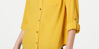 Charter Club Women's Two Pocket Shirt Gold Size XX-Large