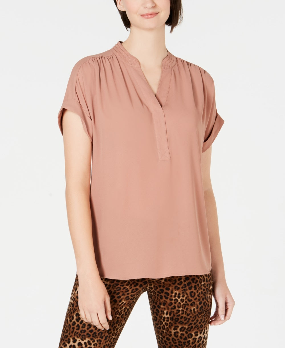 Charter Club Women's Split Neck Top Beige Size Small