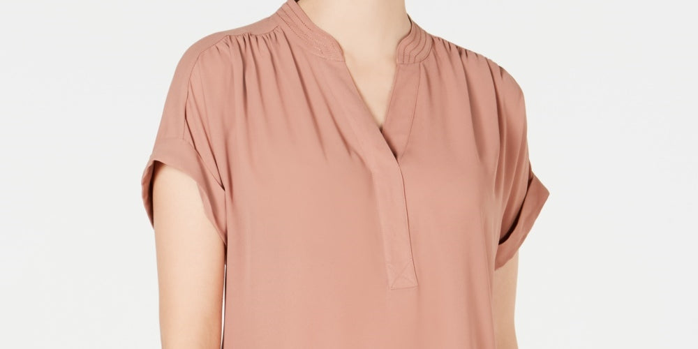 Charter Club Women's Split Neck Top Beige Size Small