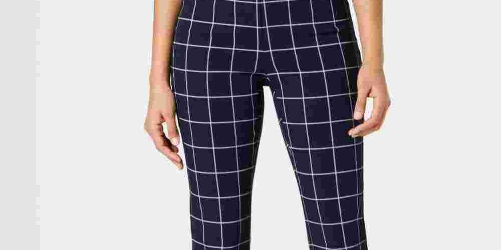 Charter Club Women's Windowpane Pants Blue Size 10