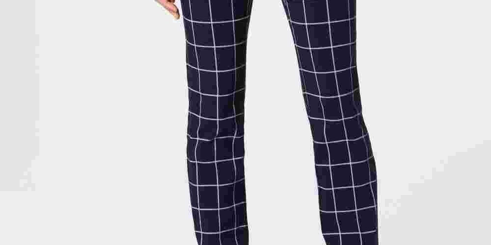 Charter Club Women's Windowpane Pants Blue Size 10
