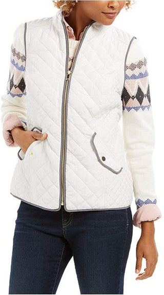 Charter Club Women's Quilted Stand-Collar Vest White Size XX-Large