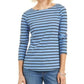 Charter Club Women's Heather Long Sleeve Top Blue Size Large