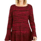 Style & Co Women's Bell Sleeve Marled Knit Sweater  Red Size XX-Large