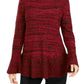 Style & Co Women's Bell Sleeve Marled Knit Sweater  Red Size XX-Large
