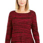 Style & Co Women's Bell Sleeve Marled Knit Sweater  Red Size XX-Large