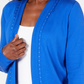 Karen Scott Women's Petite Cotton Studded Cardigan Blue Size Petite Small