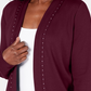 Karen Scott Women's Cotton Studded Cardigan Red Size Petite Small-Medium