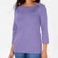Karen Scott Women's Cotton Shawl Collar Button Top Purple Size Large