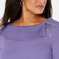 Karen Scott Women's Cotton Shawl Collar Button Top Purple Size Large