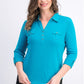 Karen Scott Women's 3/4 Sleeve Polo Shirt Blue Size Petite X-Large
