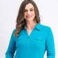 Karen Scott Women's 3/4 Sleeve Polo Shirt Blue Size Petite X-Large