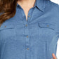 Karen Scott Women's Button Front Collared Top Blue Size 1X