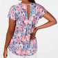 Ideology Women's Wall Flower Printed Keyhole-Back Top Pink Size X-Small