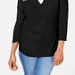 Karen Scott Women's Petite Embroidered Cotton Layered-Look Top Black Size Petite