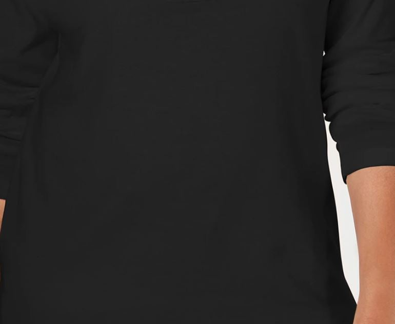 Karen Scott Women's Cotton Lace Up Top Black Size Small