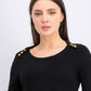 Karen Scott Women's Button-Shoulder Sweater Black Size X-Large