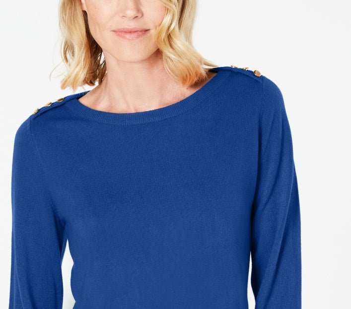 Karen Scott Women's Button Shoulder Sweater Navy Size X-Large