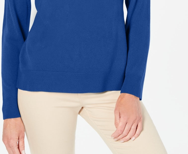 Karen Scott Women's Button Shoulder Sweater Navy Size X-Large