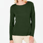 Karen Scott Women's Button Shoulder Sweater Green Size Petite Medium