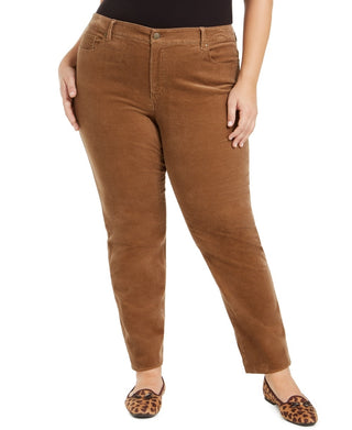 Charter Club Women's Lexington Tummy Control Corduroy Jeans Brown Size 22W