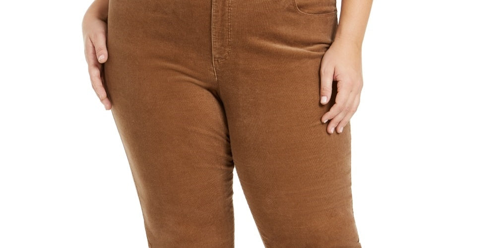 Charter Club Women's Lexington Tummy Control Corduroy Jeans Brown Size 22W