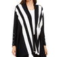 Alfani Women's Striped Open Front Cardigan Black Size Petite Small/Medium