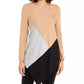 Alfani Women's Asymmetrical Colorblocked Sweater Brown Size Large