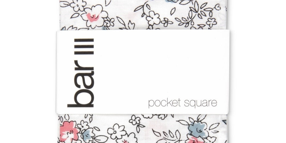 Bar III Men's Archer Floral Pocket Square White Size Regular