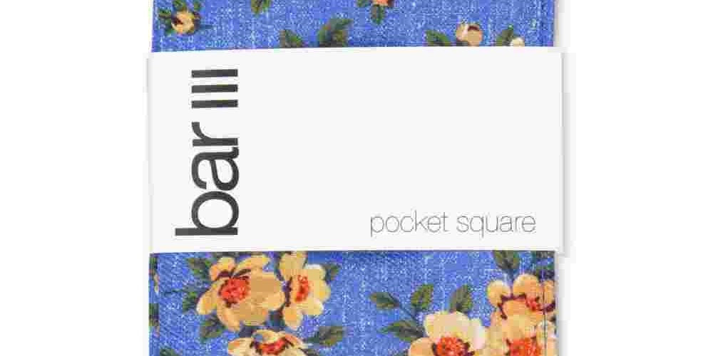 Bar III Men's Landell Floral Pocket Square  Yellow Size Regular