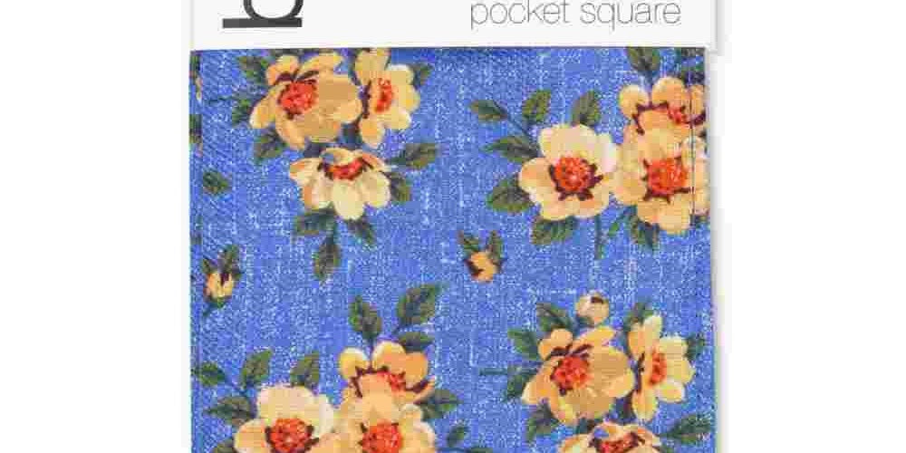 Bar III Men's Landell Floral Pocket Square  Yellow Size Regular