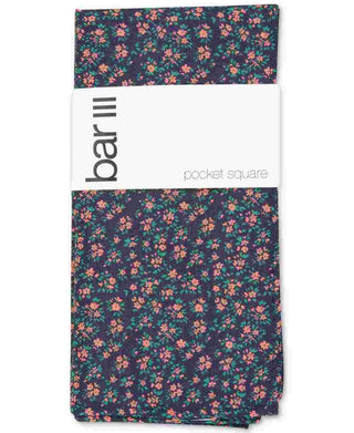 Bar III Men's Johnson Floral Pocket Square Navy Size Regular