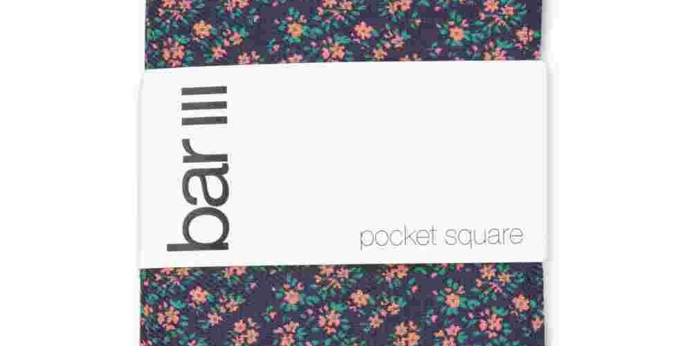 Bar III Men's Johnson Floral Pocket Square Navy Size Regular
