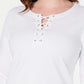 Karen Scott Women's Sport Lace-Up Sweatshirt  White Size XX Large