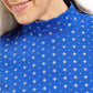 Karen Scott Women's Petite Snowflake Dot Printed Mock-Neck Top Blue Size Petite Large