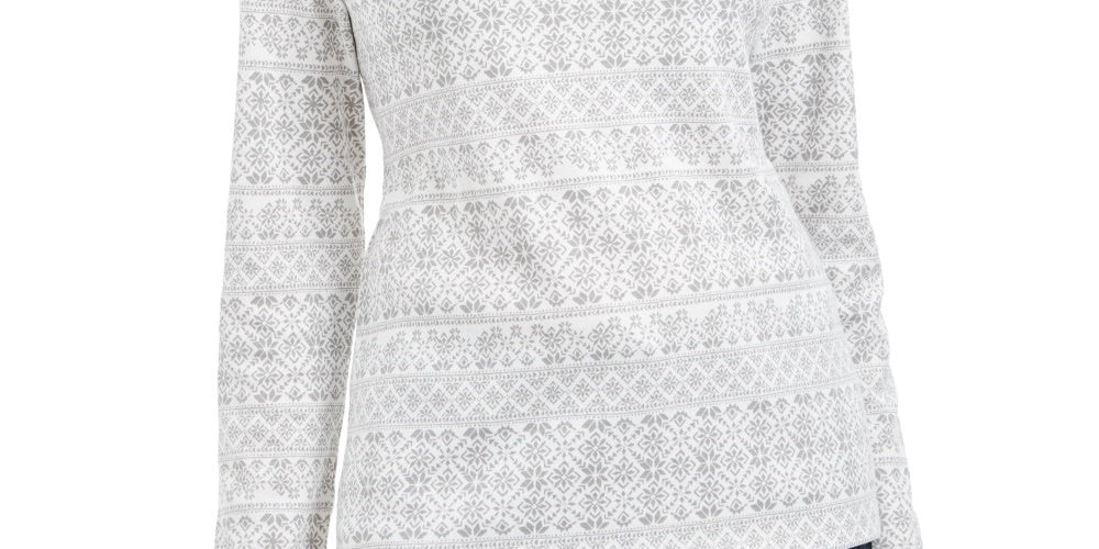 Karen Scott Women's Fair Isle Printed Turtleneck Top White Size Small