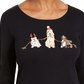 Karen Scott Women's Embroidered Holiday Dog Shirt  Black Size XX-Large