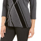 Karen Scott Women's Angled Stripe Top Charcoal Size X-Small