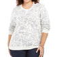 Karen Scott Women's Printed Fleece Sweatshirt White Size 0X