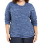 Karen Scott Women's Plus Size Marled Microfleece Top Navy Size 0X
