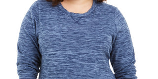 Karen Scott Women's Plus Size Marled Microfleece Top Navy Size 0X