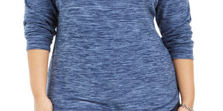 Karen Scott Women's Plus Size Marled Microfleece Top Navy Size 0X