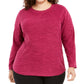 Karen Scott Women's Plus Size Marled Microfleece Top Purple Size 0X
