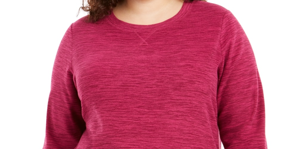 Karen Scott Women's Plus Size Marled Microfleece Top Purple Size 0X