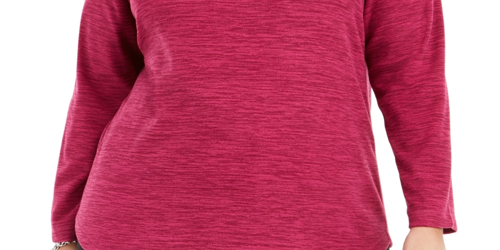 Karen Scott Women's Plus Size Marled Microfleece Top Purple Size 0X