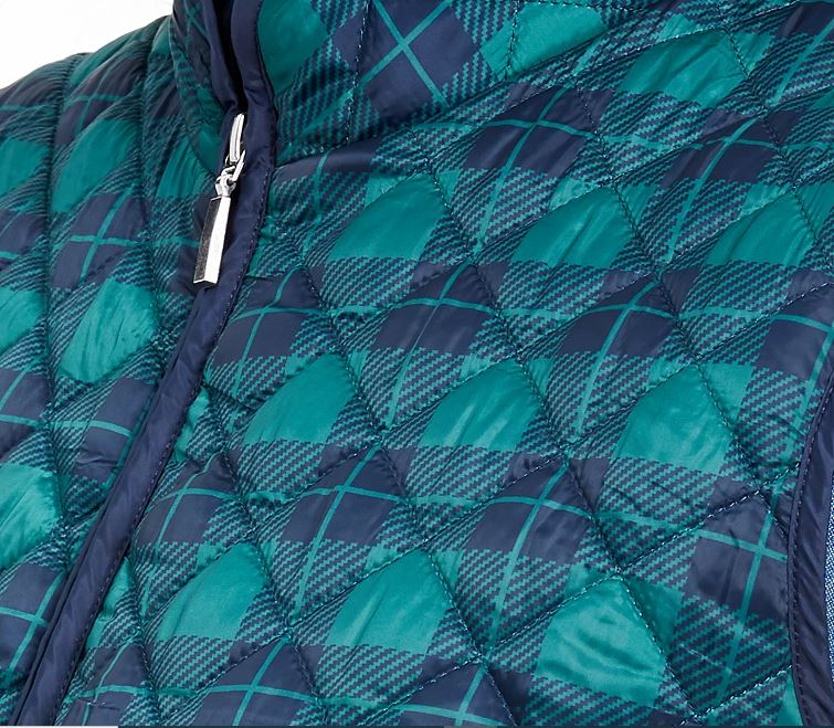 Karen Scott Women's Sport Plaid Puffer Vest Navy Size Large