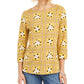 Charter Club Women's Tile-Print Top Gold Size Medium